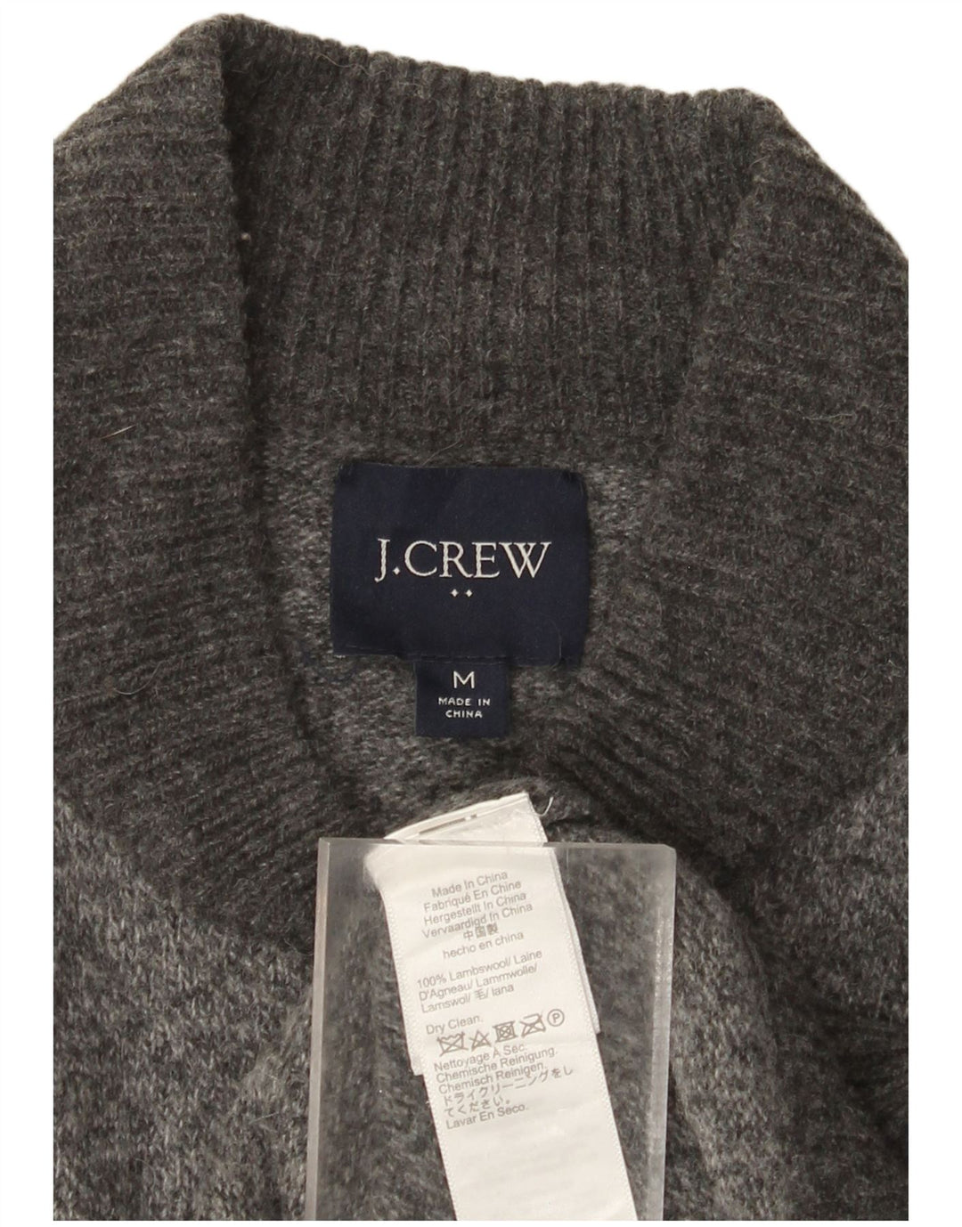 J. Crew Mens Cardigan Sweater Medium Grey Flecked Lambswool