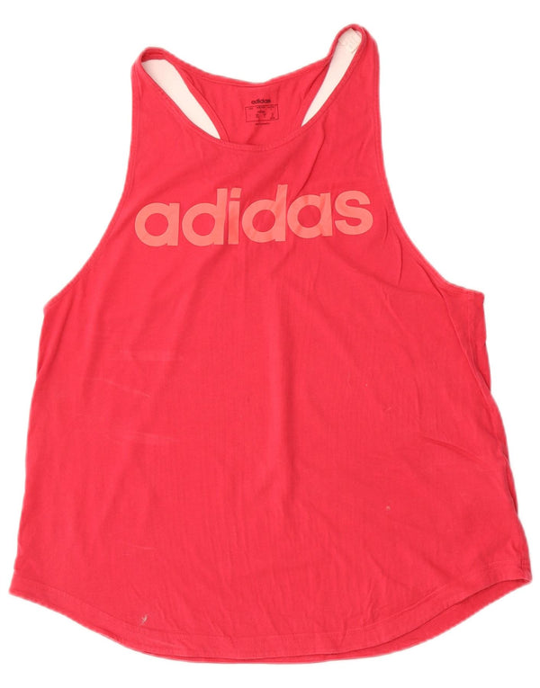 Adidas Womens Graphic Vest Top UK 14 Large Pink Cotton
