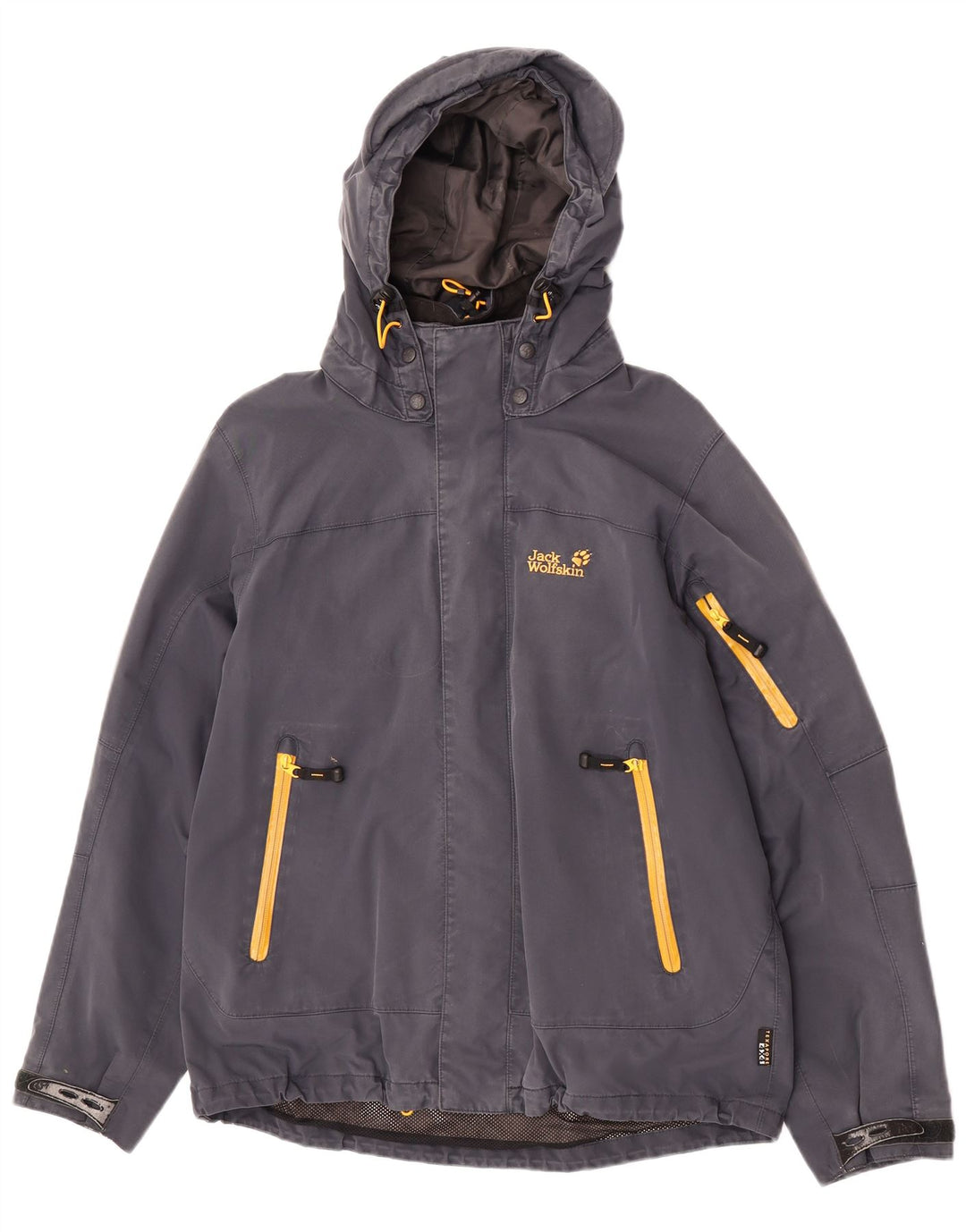Jack Wolfskin Mens Hooded Rain Jacket UK 40/42 Large Navy Blue Polyamide