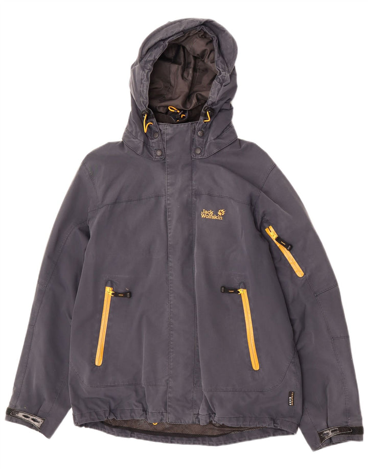 Jack Wolfskin Mens Hooded Rain Jacket UK 40/42 Large Navy Blue Polyamide
