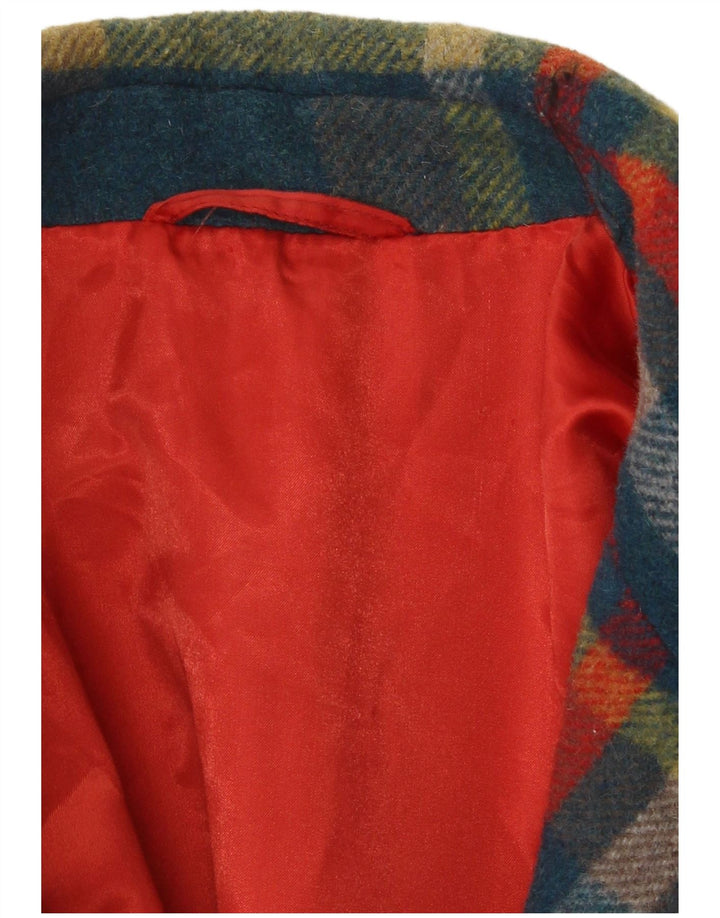 Vintage Mens Double Breasted Coat UK 42 XL Blue Check