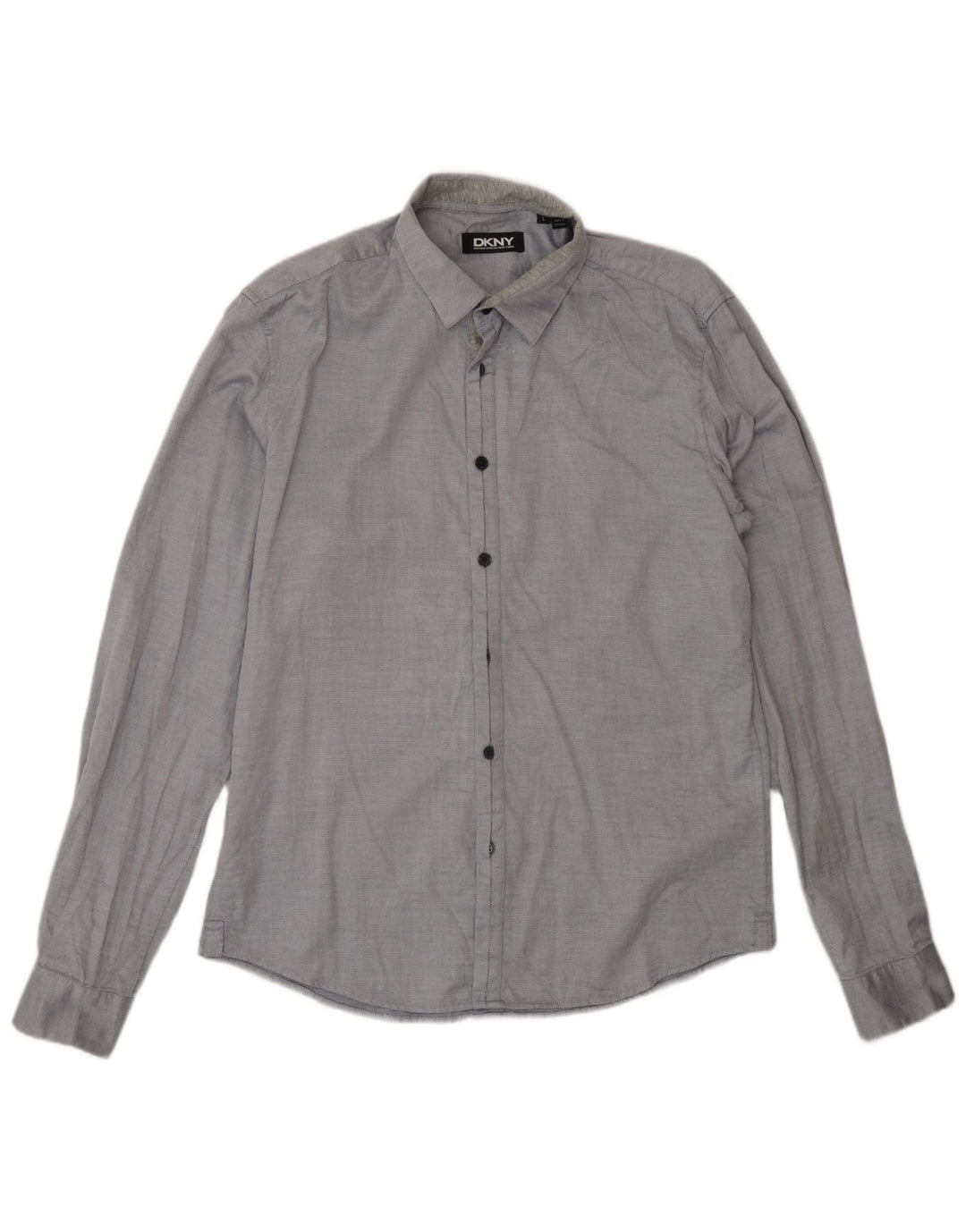 Dkny Mens Shirt Large Grey Cotton