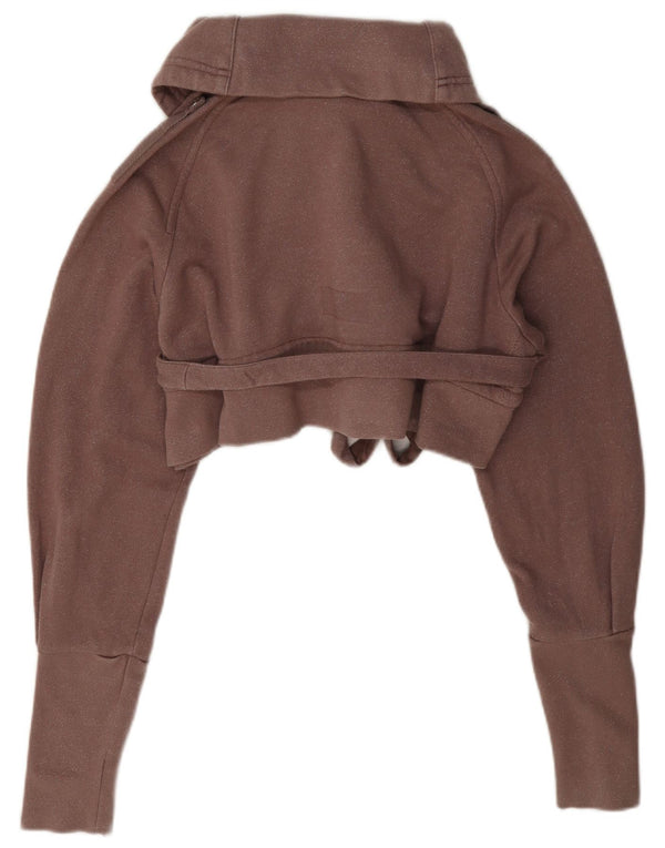 Adidas Womens Crop Oversized Tracksuit Top Jacket EU 34 XS Brown Cotton