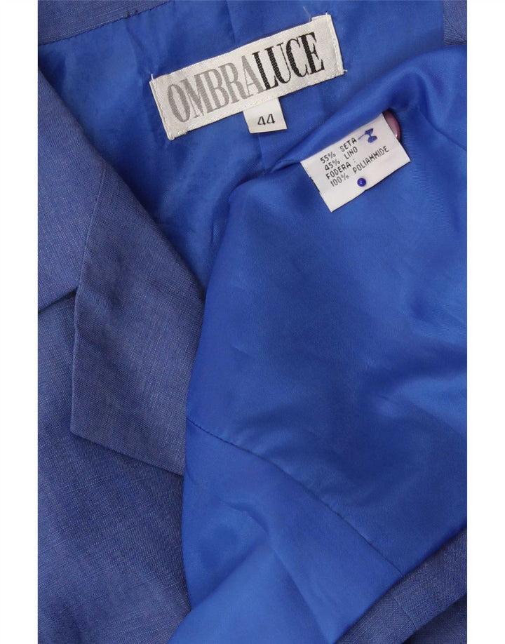 Ombraluce Womens 3 Button Blazer Jacket IT 44 Medium Blue Silk