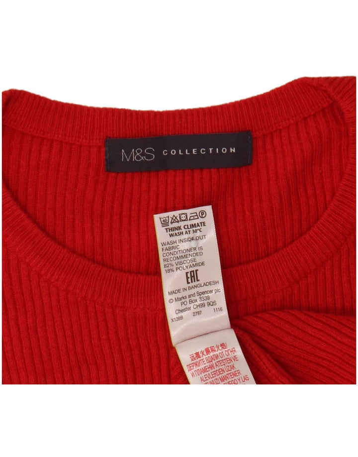 Marks & Spencer Womens Crop T-Shirt Top UK 16 Large Red Viscose