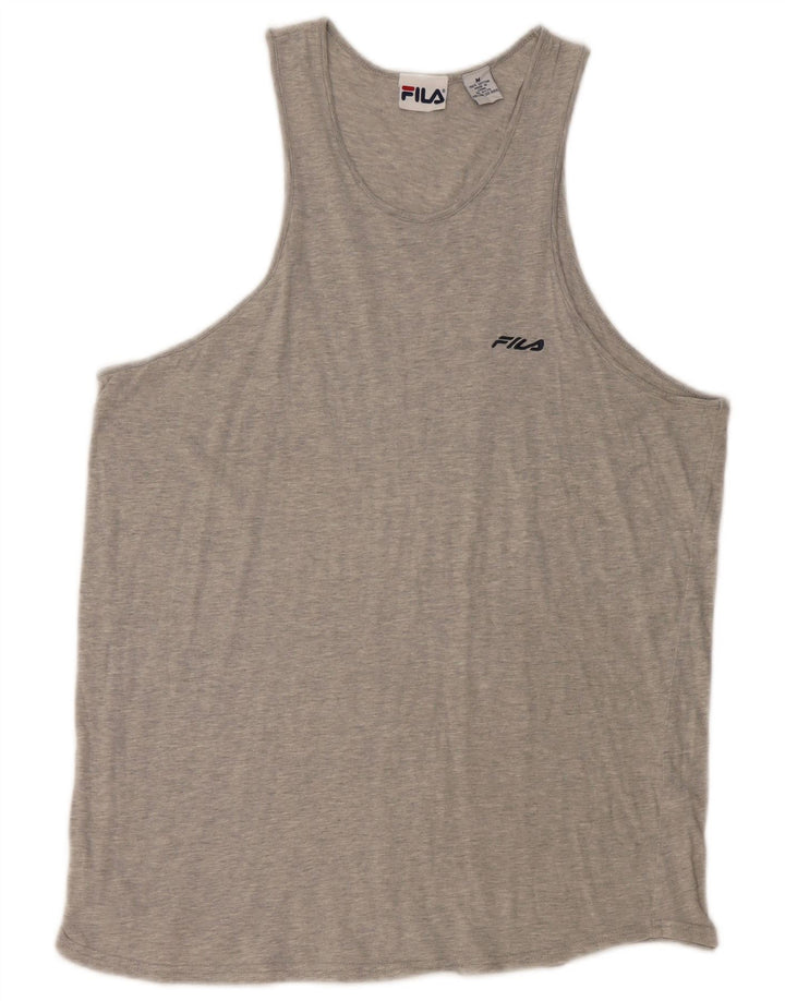 Fila Womens Vest Top UK 14 Medium Grey Cotton