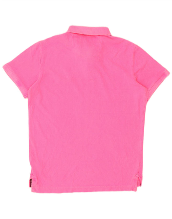 SUPERDRY Mens Polo Shirt Medium Pink Cotton