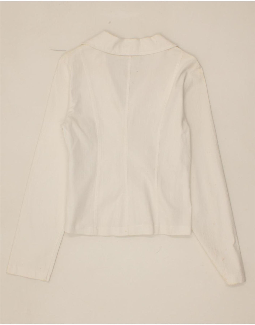 VINTAGE Womens Crop 4 Button Blazer Jacket UK 10 Small White Vintage Vintage and Second-Hand Vintage from Messina Hembry 