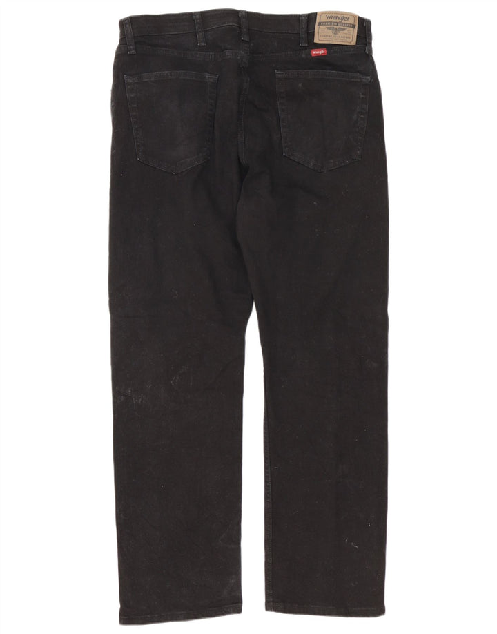 Wrangler Mens Regular Fit Straight Jeans W36 L30 Black Cotton
