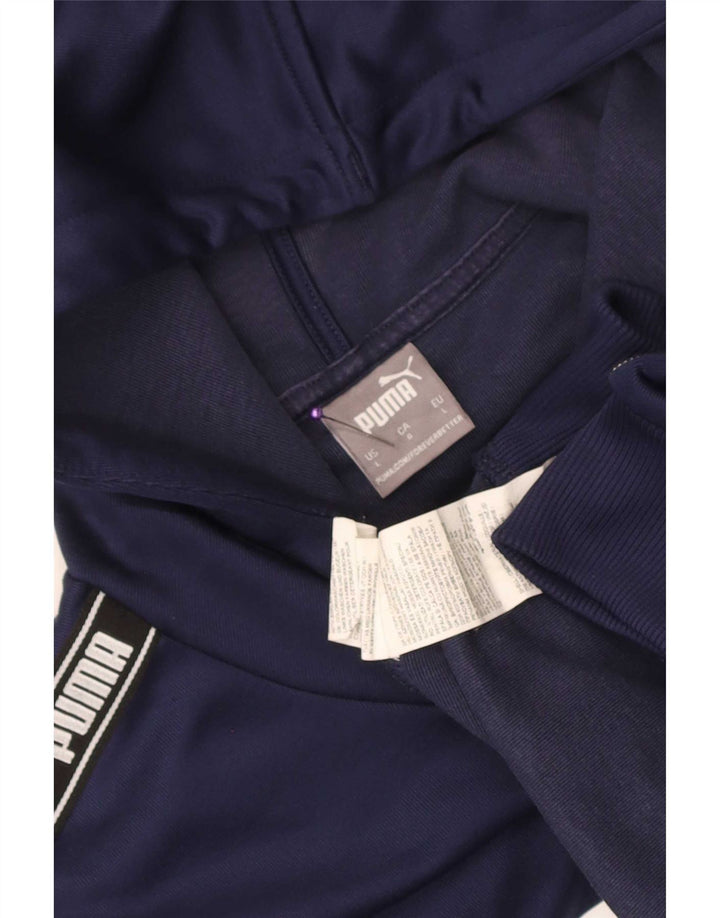 Puma Mens Graphic Hoodie Jumper Large Navy Blue Polyester