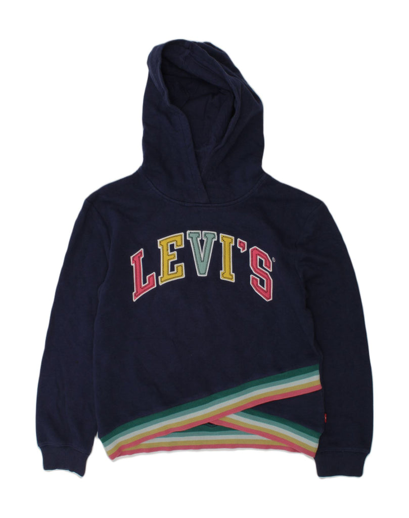 LEVI'S Girls Graphic Hoodie Jumper 11-12 Years Navy Blue Cotton | Vintage Levi's | Thrift | Second-Hand Levi's | Used Clothing | Messina Hembry 