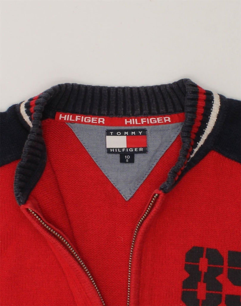 TOMMY HILFIGER Boys Cardigan Sweater 9-10 Years Red Colourblock | Vintage Tommy Hilfiger | Thrift | Second-Hand Tommy Hilfiger | Used Clothing | Messina Hembry 