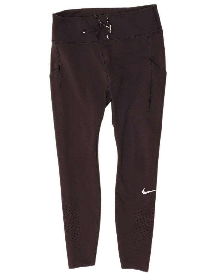 Nike Womens Dri Fit Leggings UK 14 Large  Black Polyester
