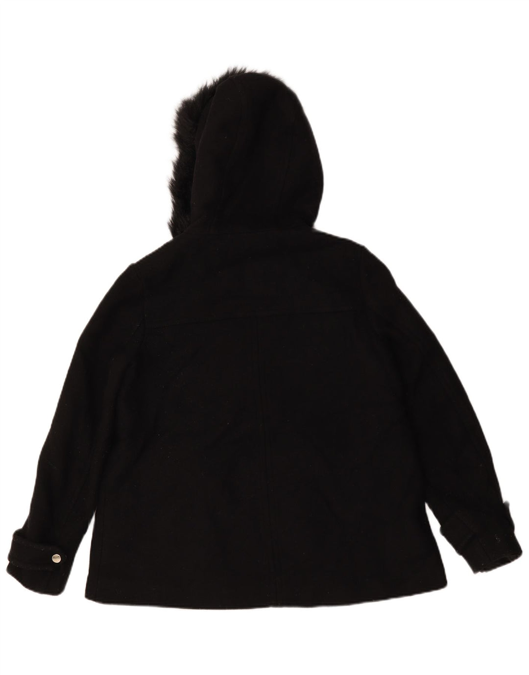 Zara Womens Short Hooded Oversized Overcoat UK 10 Small Black