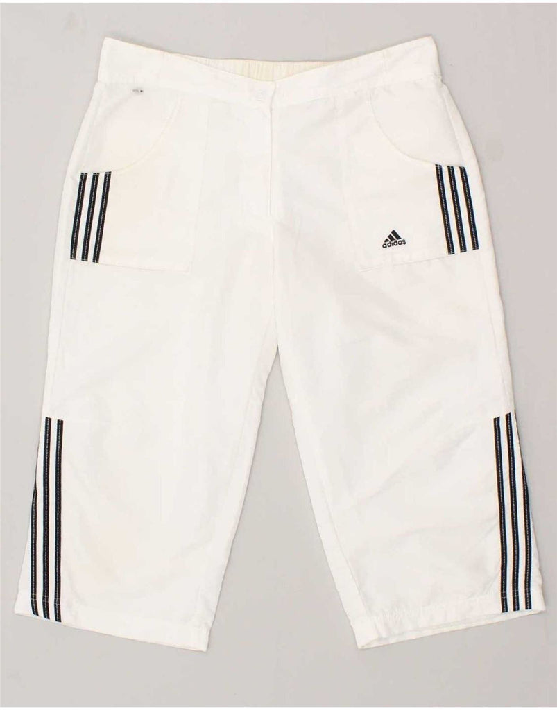 ADIDAS Womens Climalite Capri Tracksuit Trousers UK 12 Medium  White Vintage Adidas and Second-Hand Adidas from Messina Hembry 