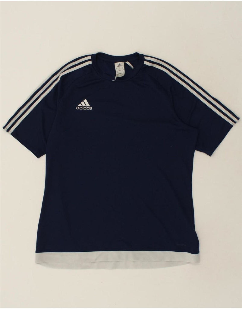 ADIDAS Mens Climalite Slim T-Shirt Top Large Navy Blue Polyester Vintage Adidas and Second-Hand Adidas from Messina Hembry 