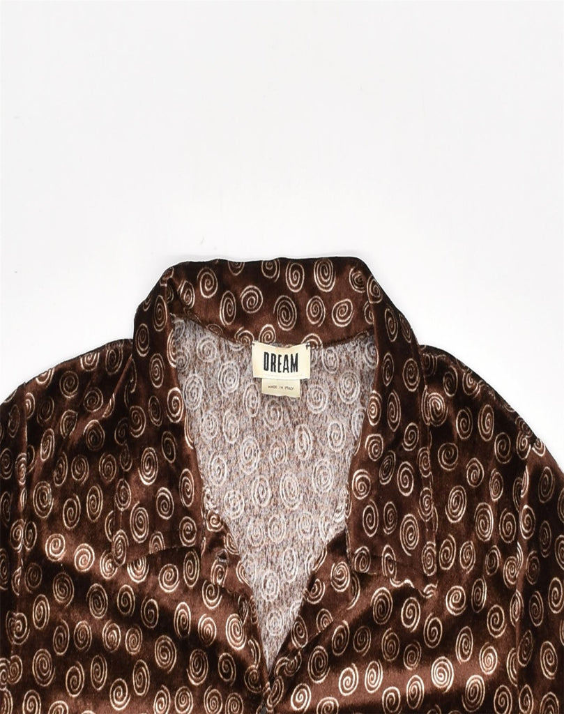 DREAM Womens Shirt UK 16 Large Brown Spotted Polyester | Vintage | Thrift | Second-Hand | Used Clothing | Messina Hembry 