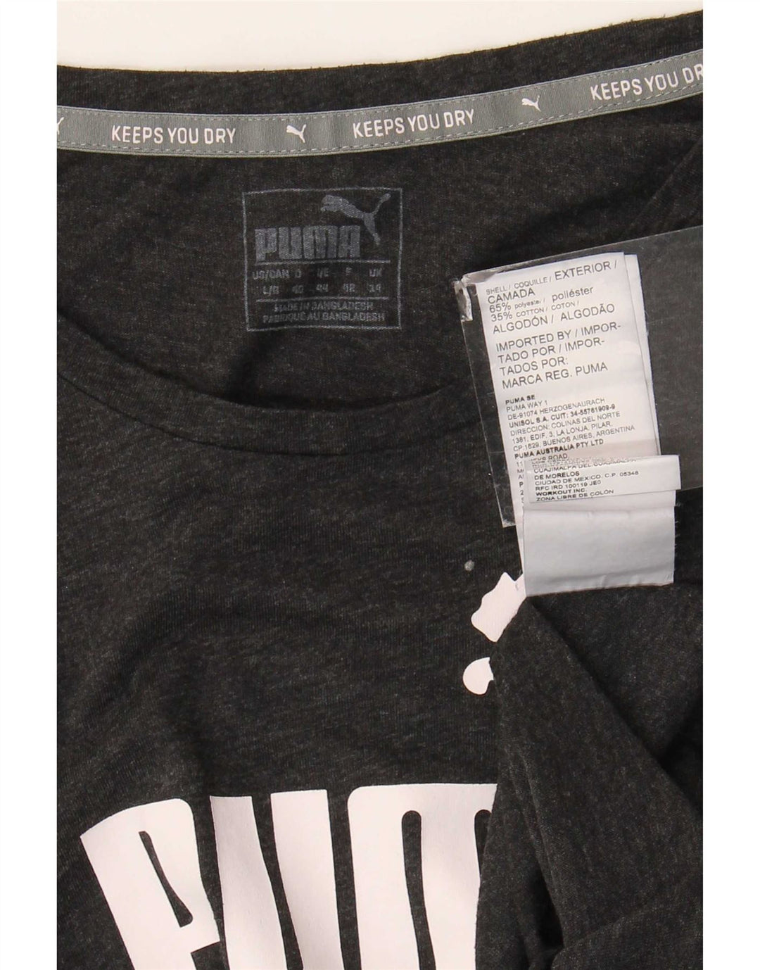 Puma Womens Graphic T-Shirt Top UK 14 Medium Grey Polyester