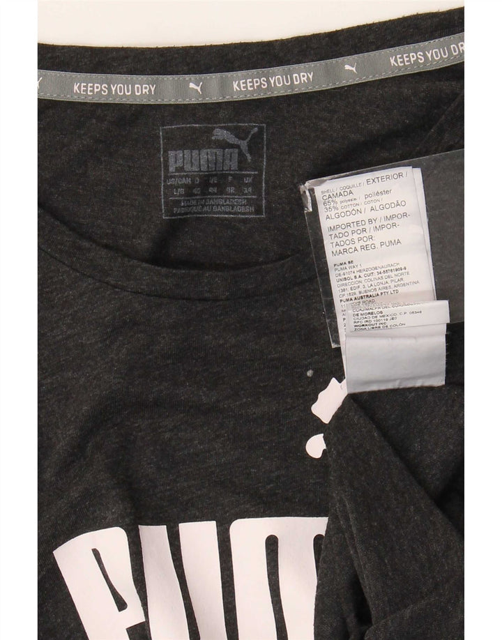 Puma Womens Graphic T-Shirt Top UK 14 Medium Grey Polyester
