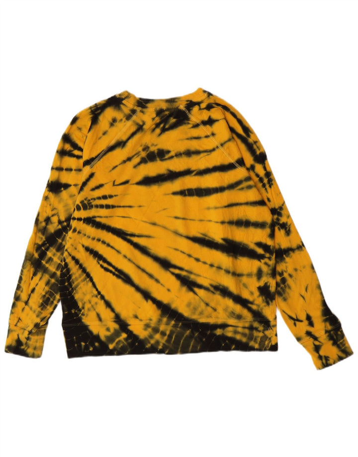 Dkny Womens Oversized Graphic Sweatshirt Jumper UK 10 Small Yellow Tie Dye