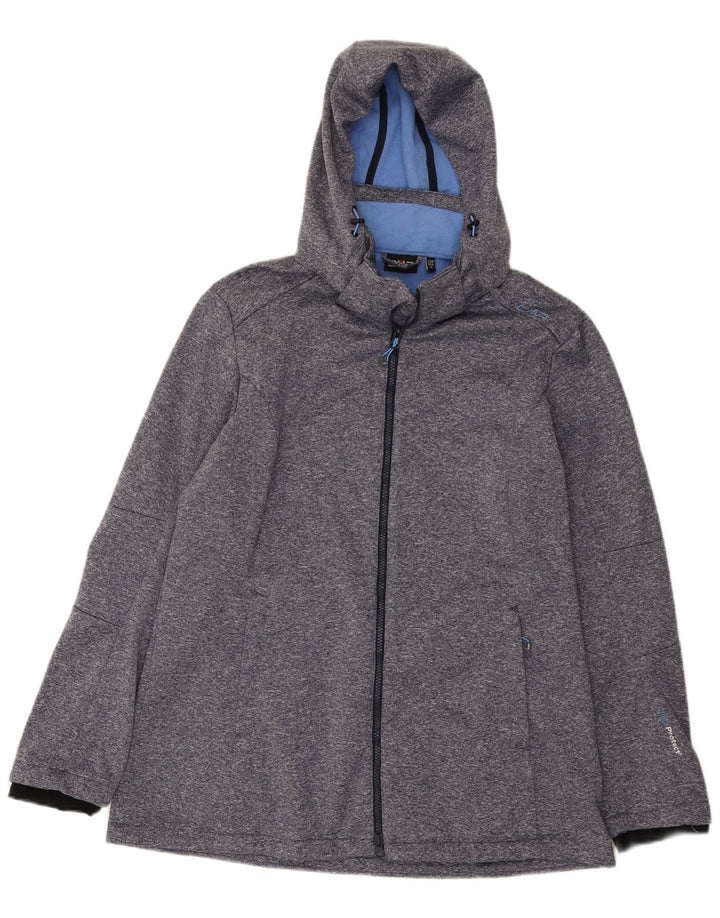 CMP Womens Hooded Windbreaker Jacket UK 18 XL Blue Flecked Polyester