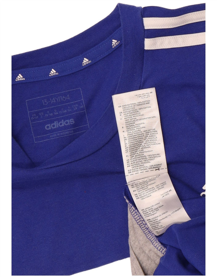 Adidas Boys T-Shirt Top 13-14 Years Blue Cotton