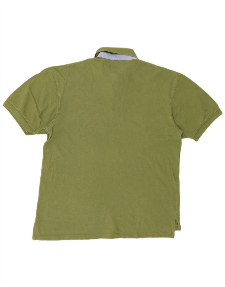 TOMMY HILFIGER Mens Polo Shirt Large Green Cotton