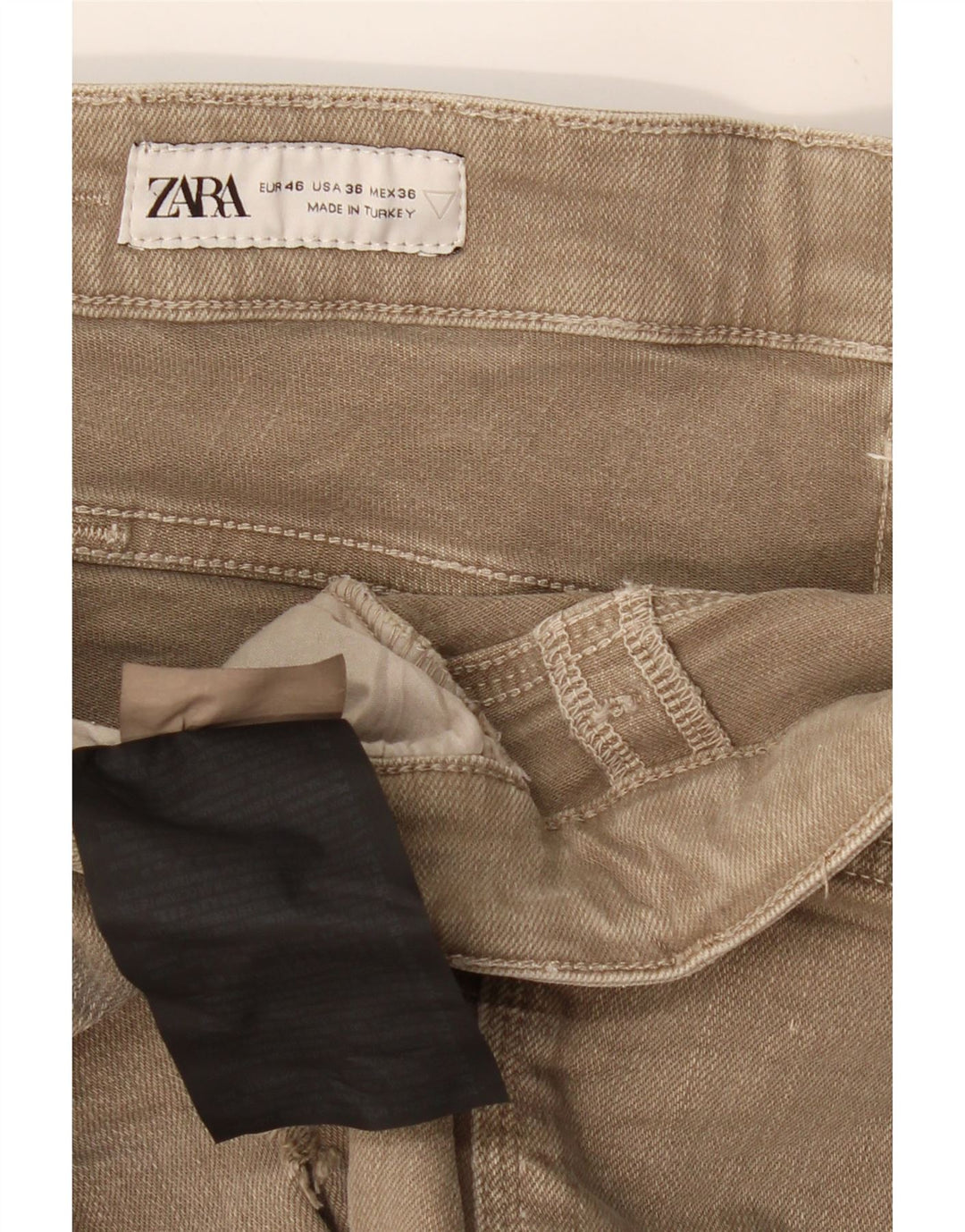 ZARA Mens Distressed Denim Shorts EU 46 XL W36  Khaki
