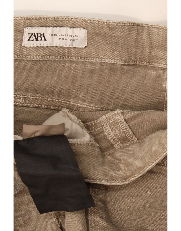 ZARA Mens Distressed Denim Shorts EU 46 XL W36  Khaki