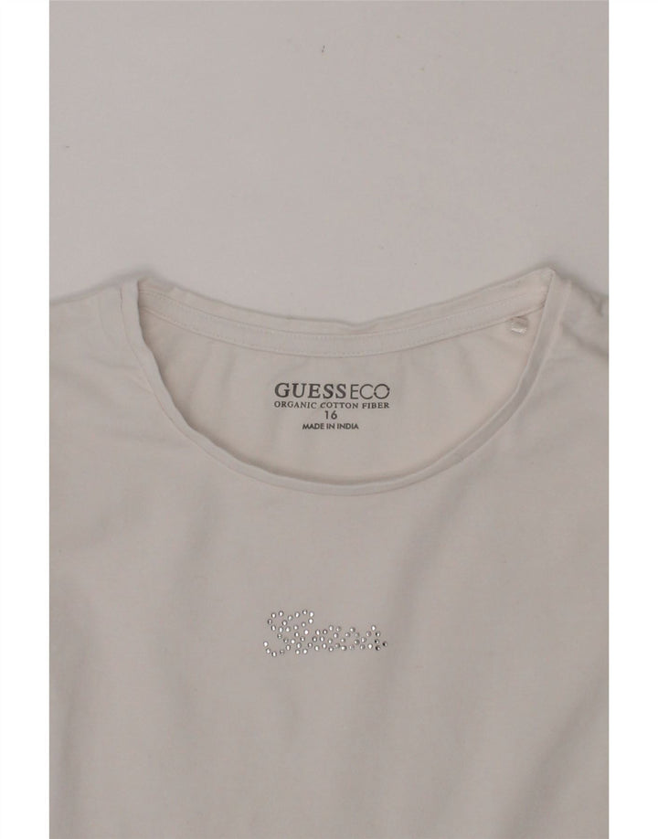 GUESS Girls Graphic Blouse Top 15-16 Years White Cotton Vintage Guess and Second-Hand Guess from Messina Hembry 