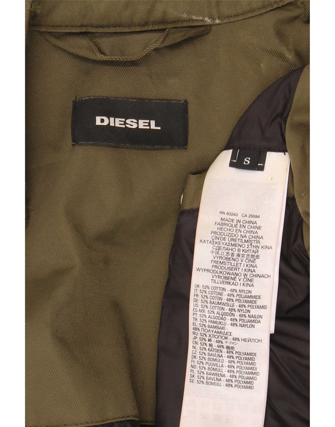 Diesel Mens Bomber Jacket UK 36 Small Khaki