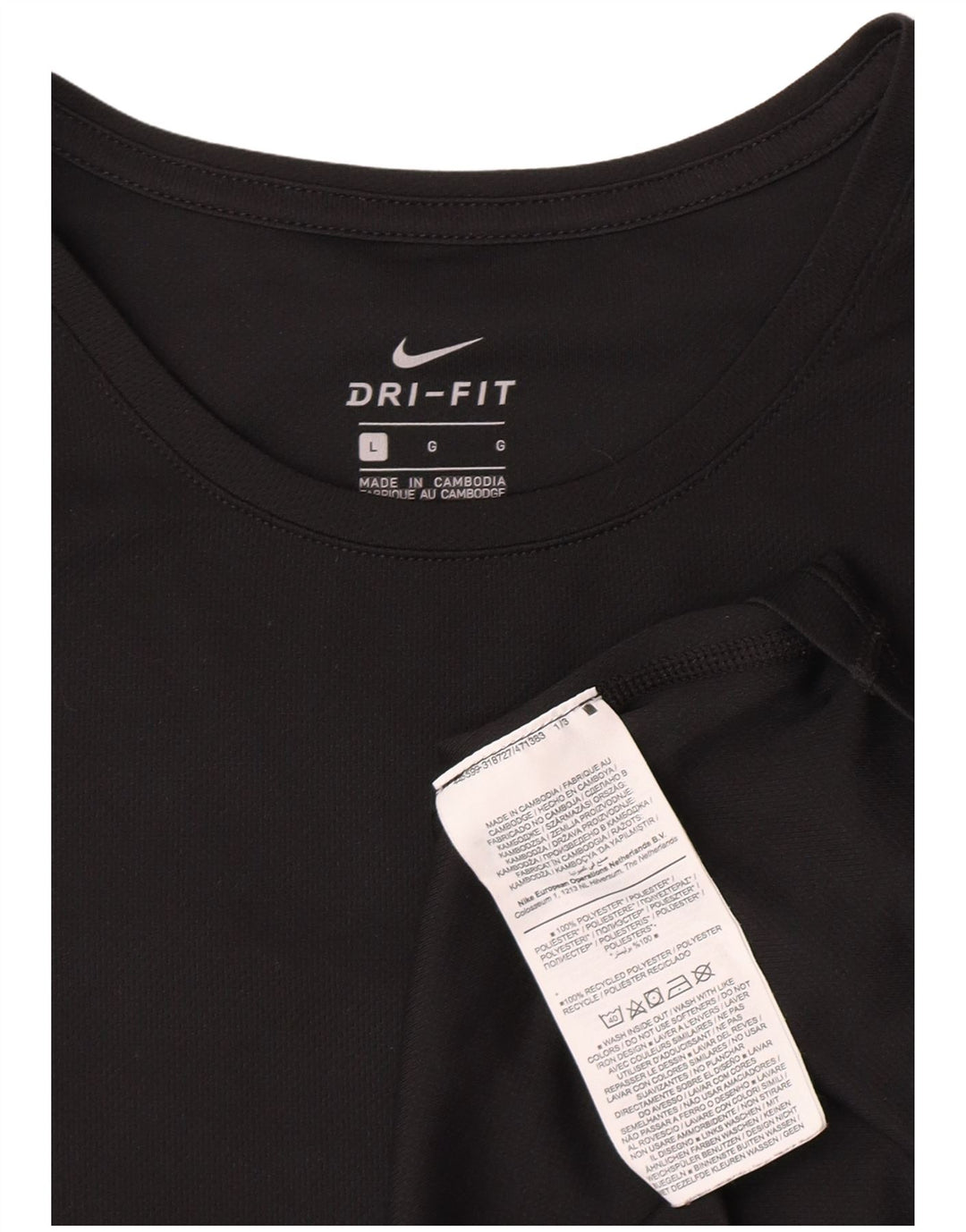 Nike Womens Dri Fit Graphic T-Shirt Top UK 16 Large Black Polyester