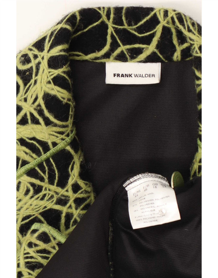 Womens Abstract Pattern 3 Button Blazer Jacket UK 18 XL Green Wool
