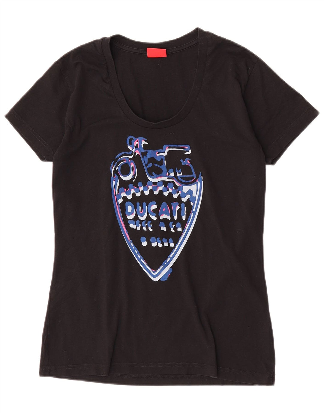 Ducati Womens Graphic T-Shirt Top UK 12 Medium Black Cotton