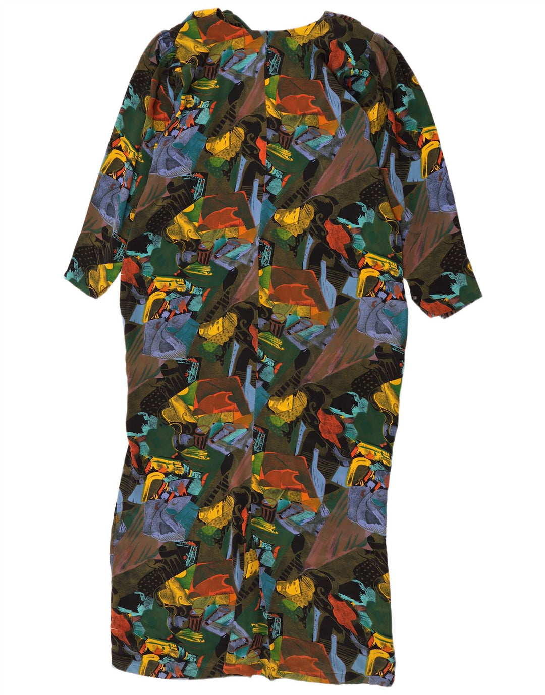 Vintage Womens Abstract Pattern Maxi Dress UK 16 Large Multicoloured