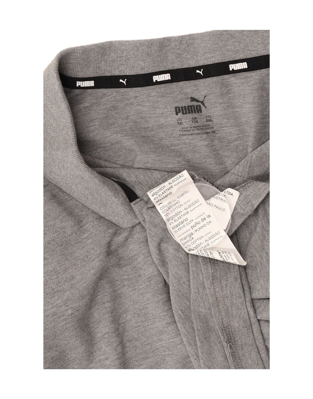 Puma Mens Polo Shirt 2XL Grey Flecked Cotton