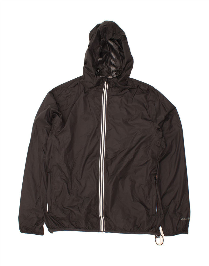 EDDIE BAUER Mens Hooded Rain Jacket UK 40 Large Black Nylon Vintage Eddie Bauer and Second-Hand Eddie Bauer from Messina Hembry 