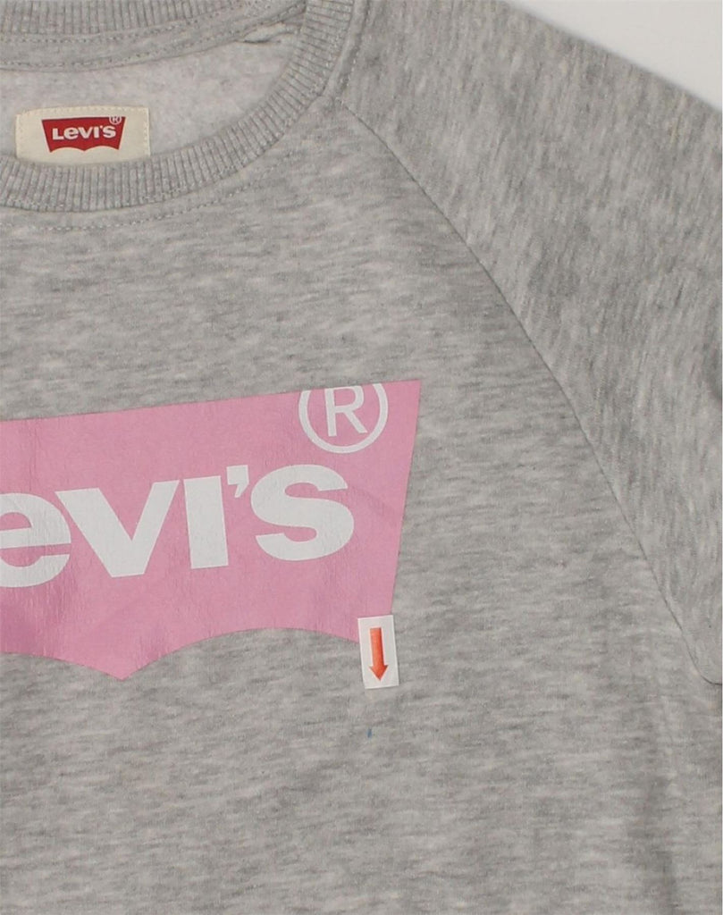 LEVI'S Girls Graphic Sweatshirt Jumper 8-9 Years Medium Grey Cotton | Vintage Levi's | Thrift | Second-Hand Levi's | Used Clothing | Messina Hembry 