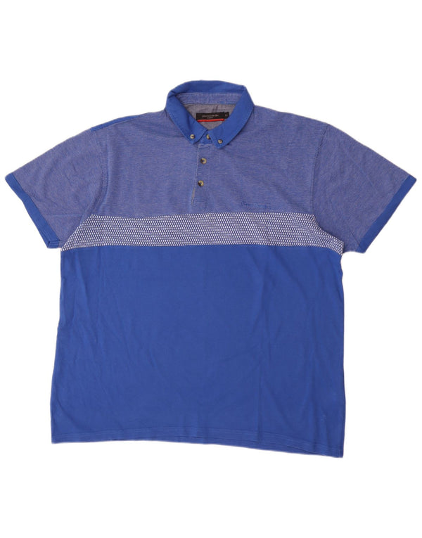 Pierre Cardin Mens Polo Shirt XL Blue Colourblock Cotton