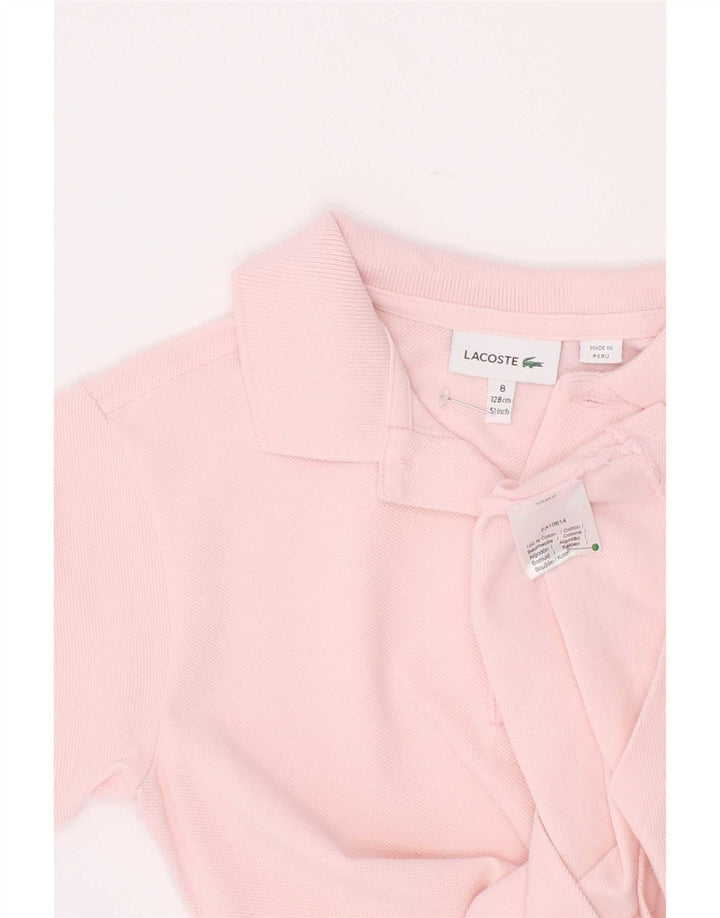 Lacoste Boys Polo Shirt 7-8 Years Pink Cotton