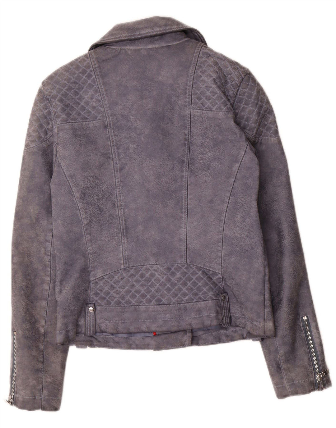 Tommy Hilfiger Womens Faux Leather Biker Jacket UK 10 Small Grey
