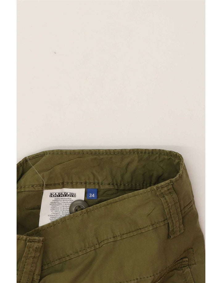 Napapijri Mens Cargo Shorts W34 Large Green Cotton