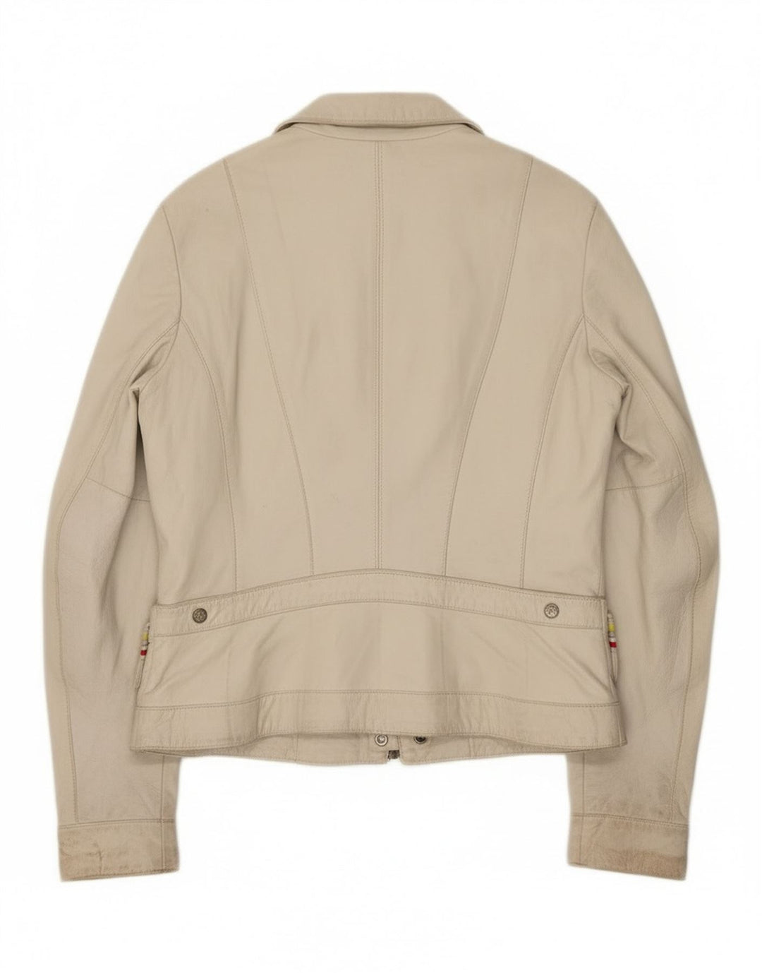 Kor@Kor Womens Leather Jacket IT 48 XL Off White Leather