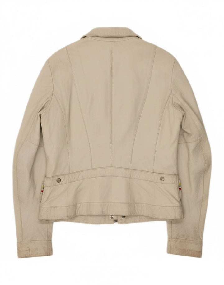 Kor@Kor Womens Leather Jacket IT 48 XL Off White Leather