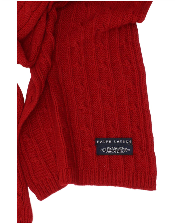 Ralph Lauren Womens Knit Rectangle Scarf One Size Red Cotton