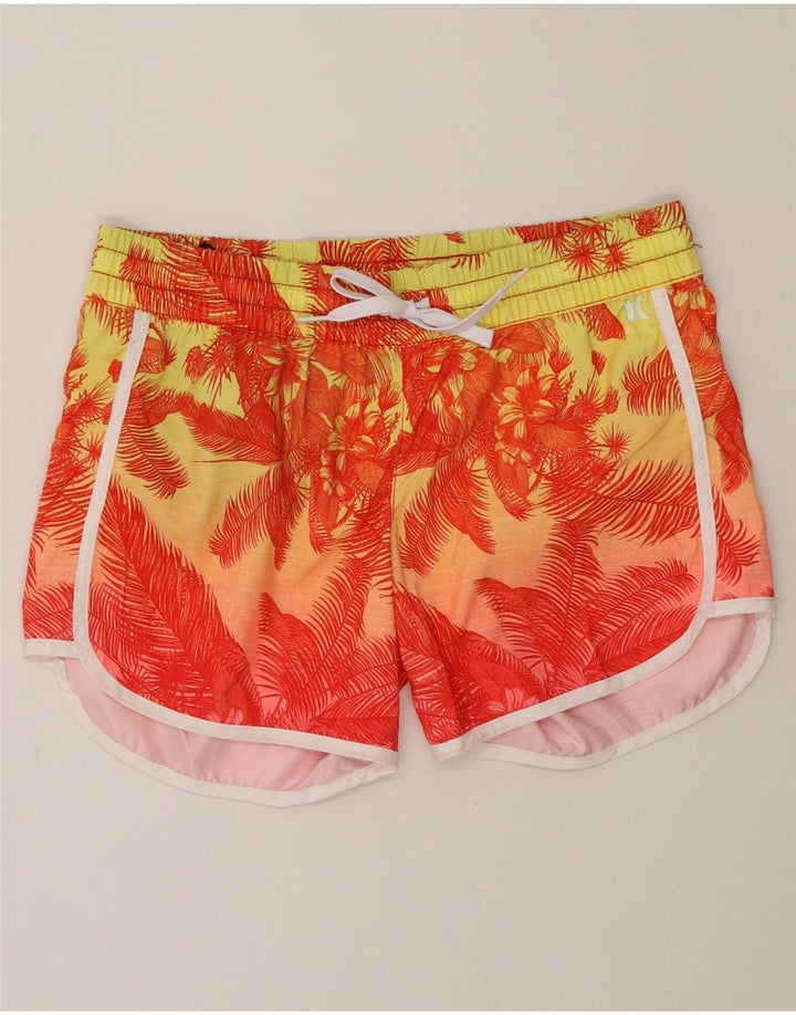 Hurley Womens Sport Shorts UK 10 Small Orange Floral Polyester
