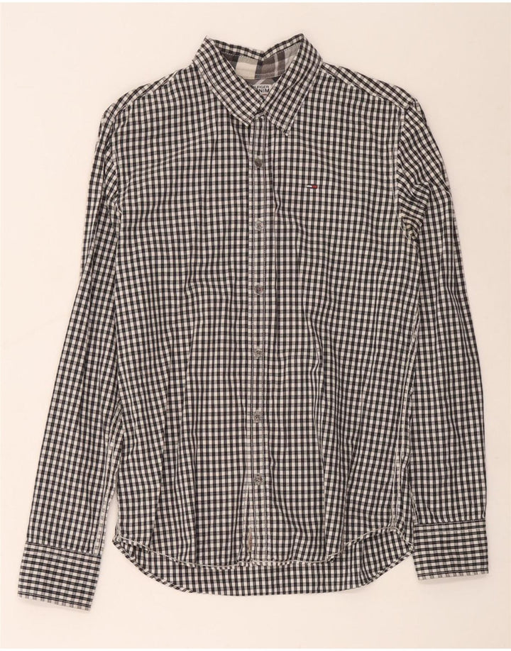 Tommy Hilfiger Mens Shirt Medium Blue Gingham Cotton