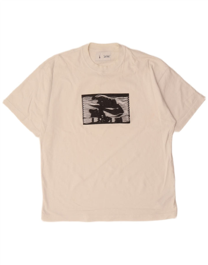 NIKE Mens Graphic T-Shirt Top Large White Cotton