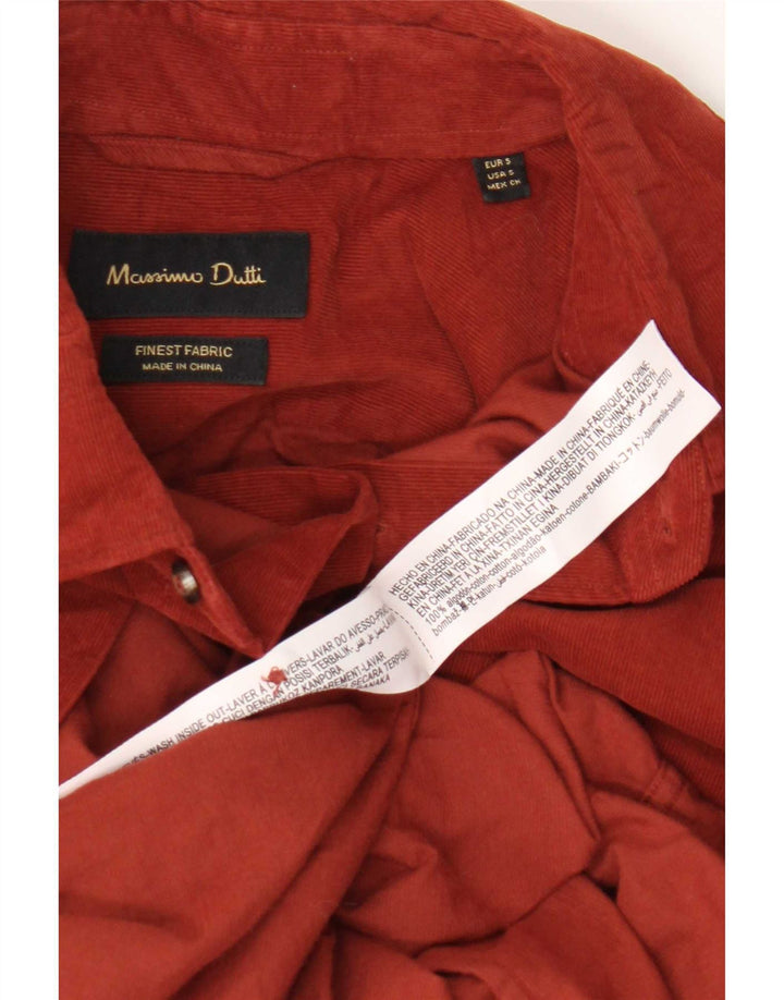 Massimo Dutti Mens Corduroy Shirt Small Red Cotton