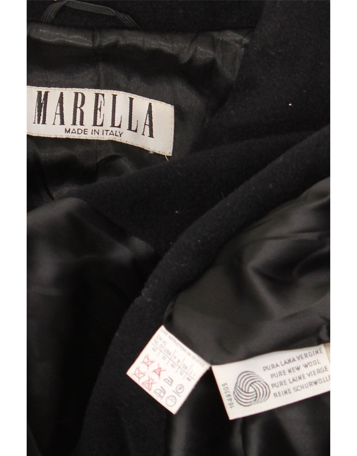 Marella Womens Double Breasted Coat UK 12 Medium  Black Wool
